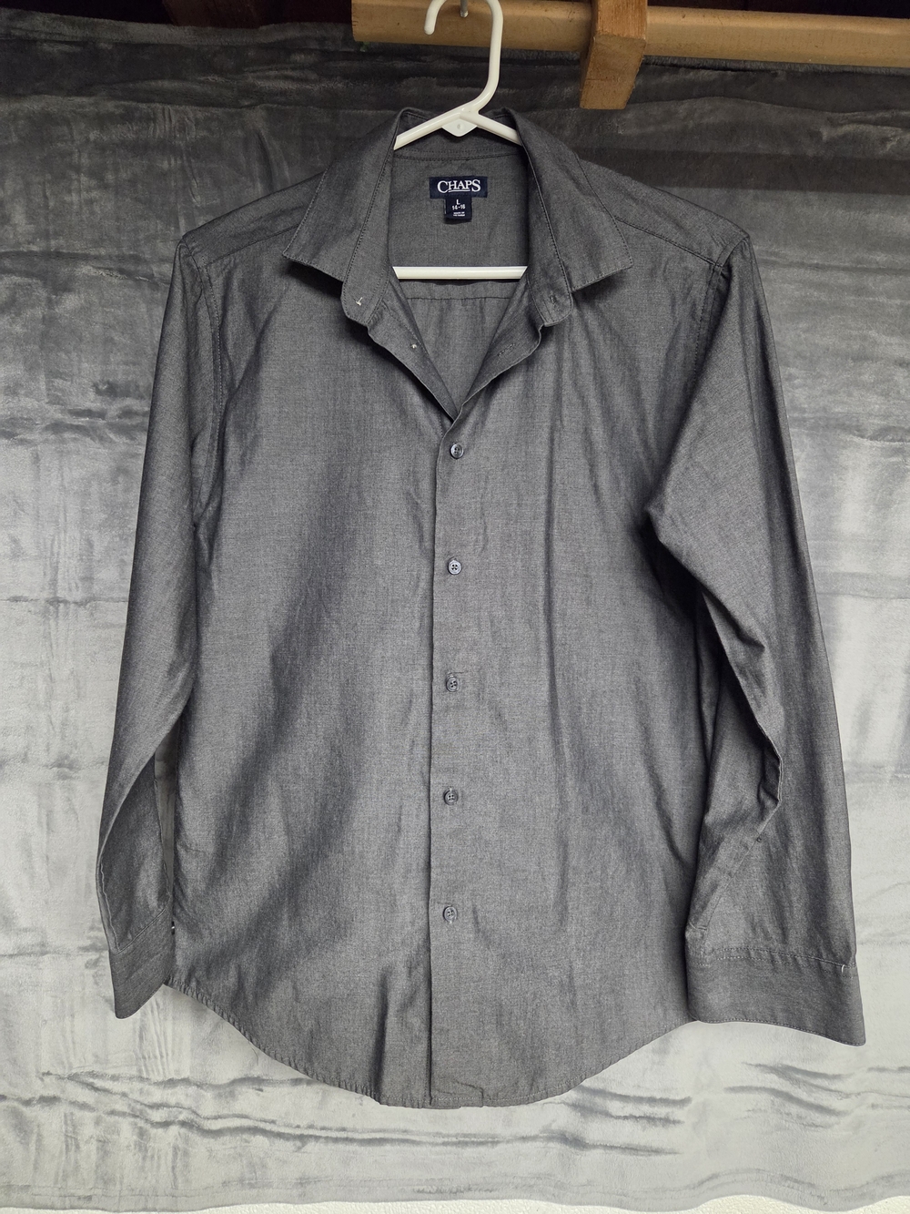 Chaps Boy's Long-Sleeve Gray Button-Down Shirt